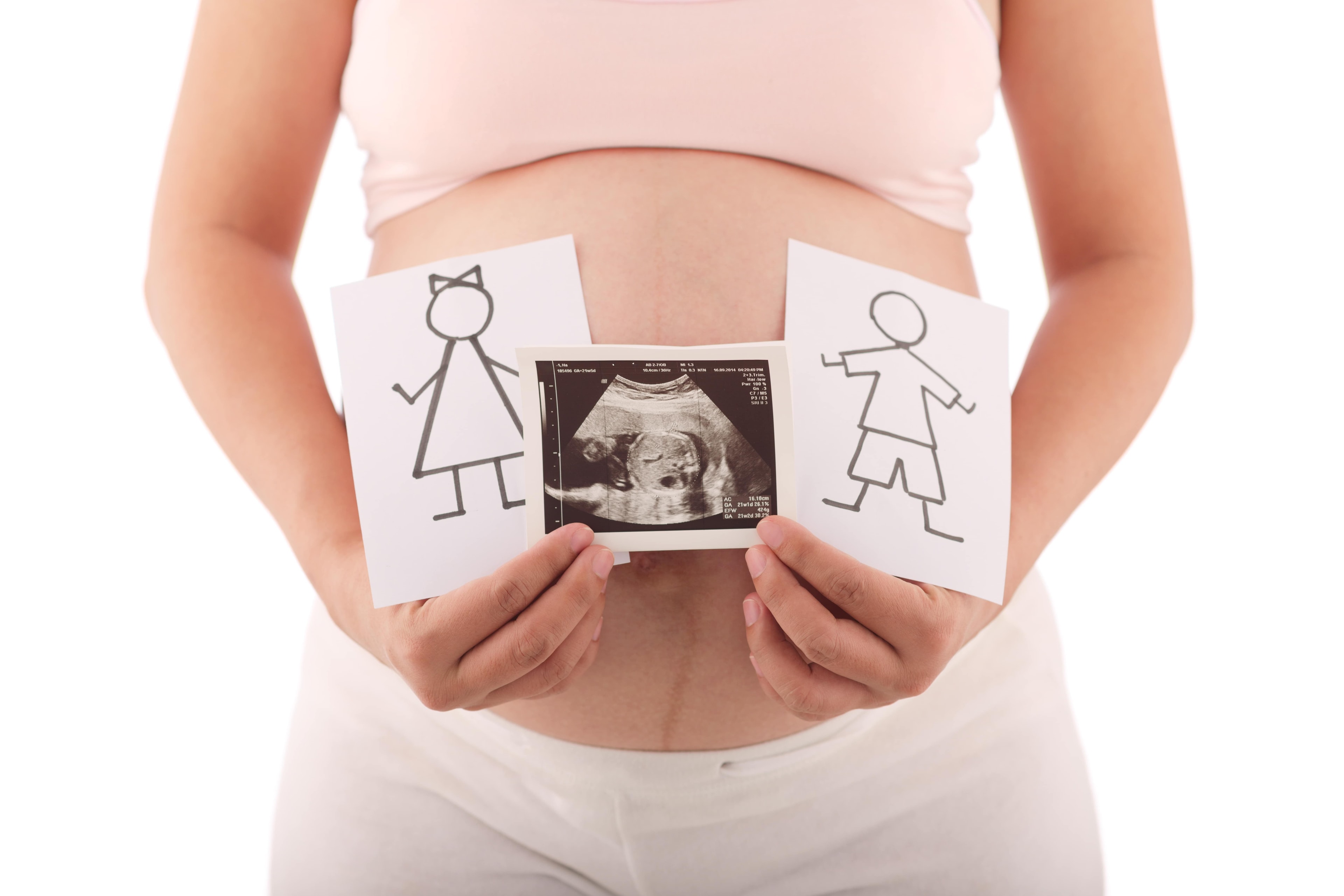 Woman with gender scan image